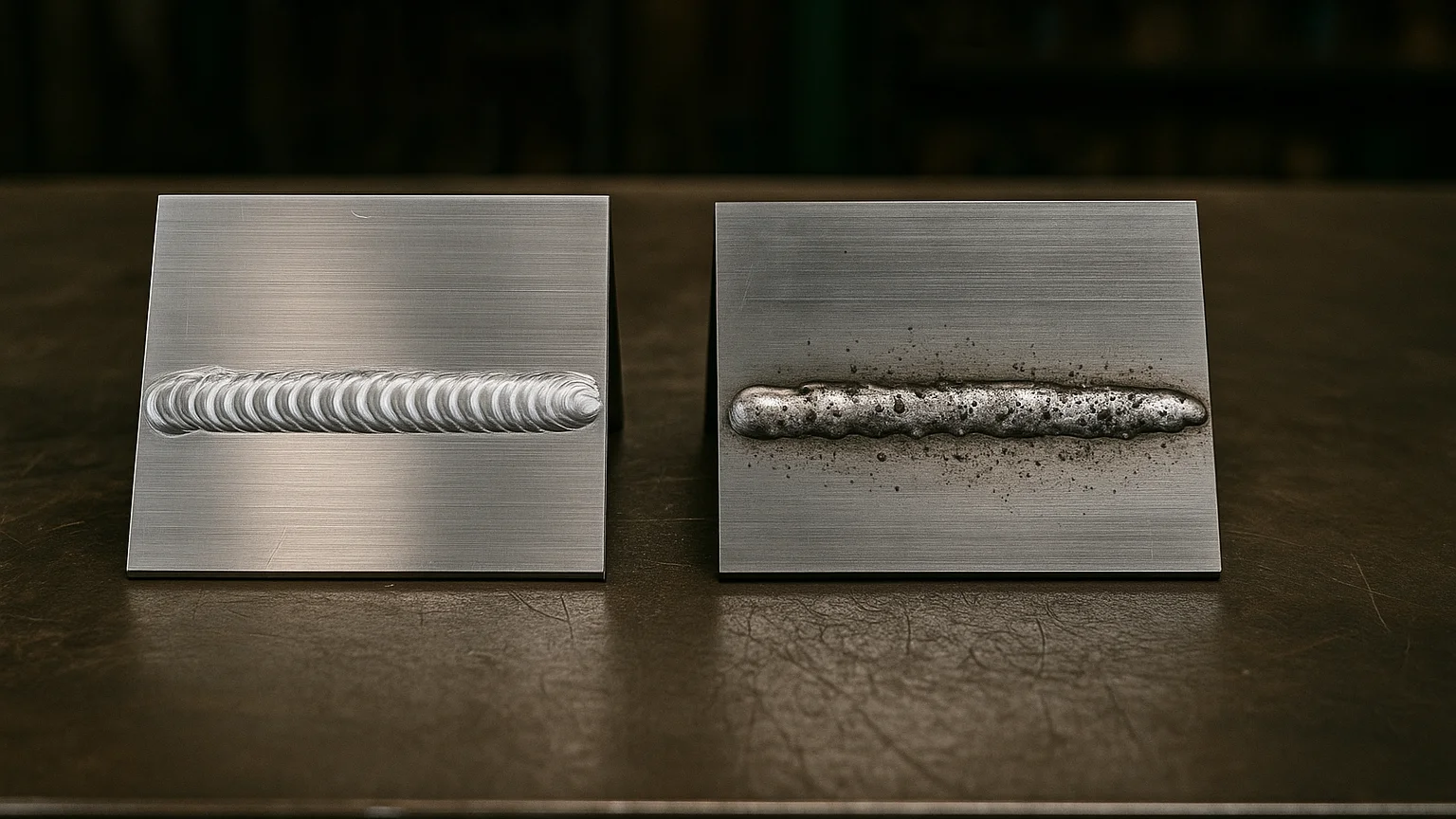 High-quality weld beads: smooth, uniform, and defect-free on the right—achieved through proper preparation.